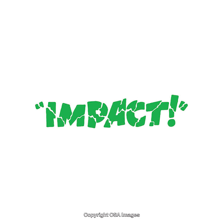 Green Text Design Featuring the Word 'Impact!' in Bold Typography