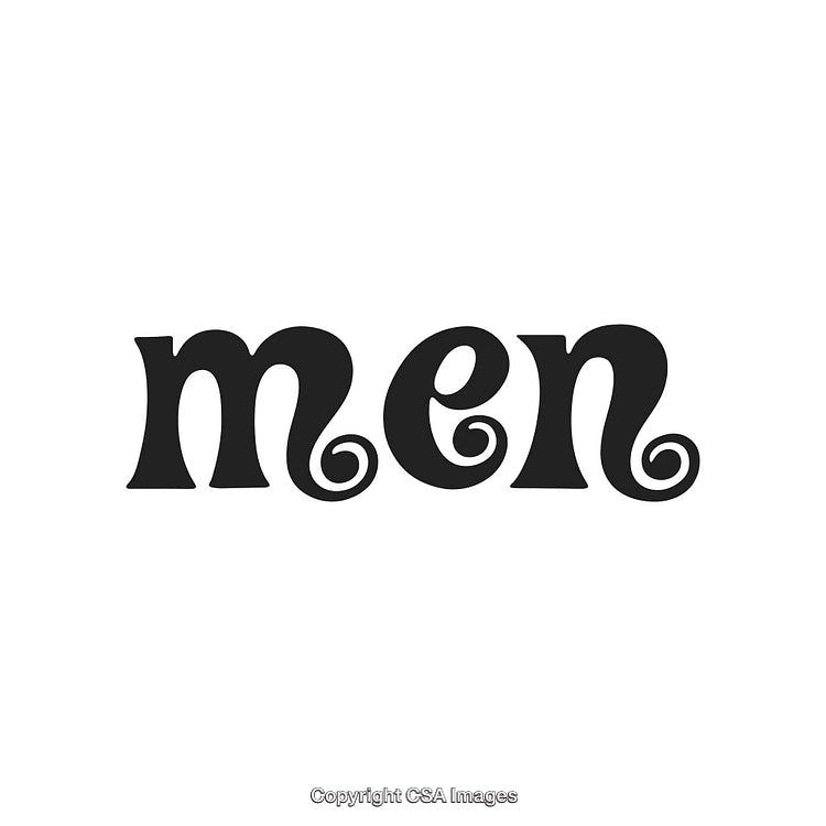 Elegant Black Vintage-Style Typography Spelling 'Men' With a Classic Design