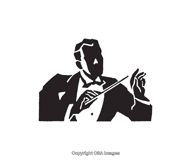 Black and White Line Art of a Orchestra Conductor Silhouette
