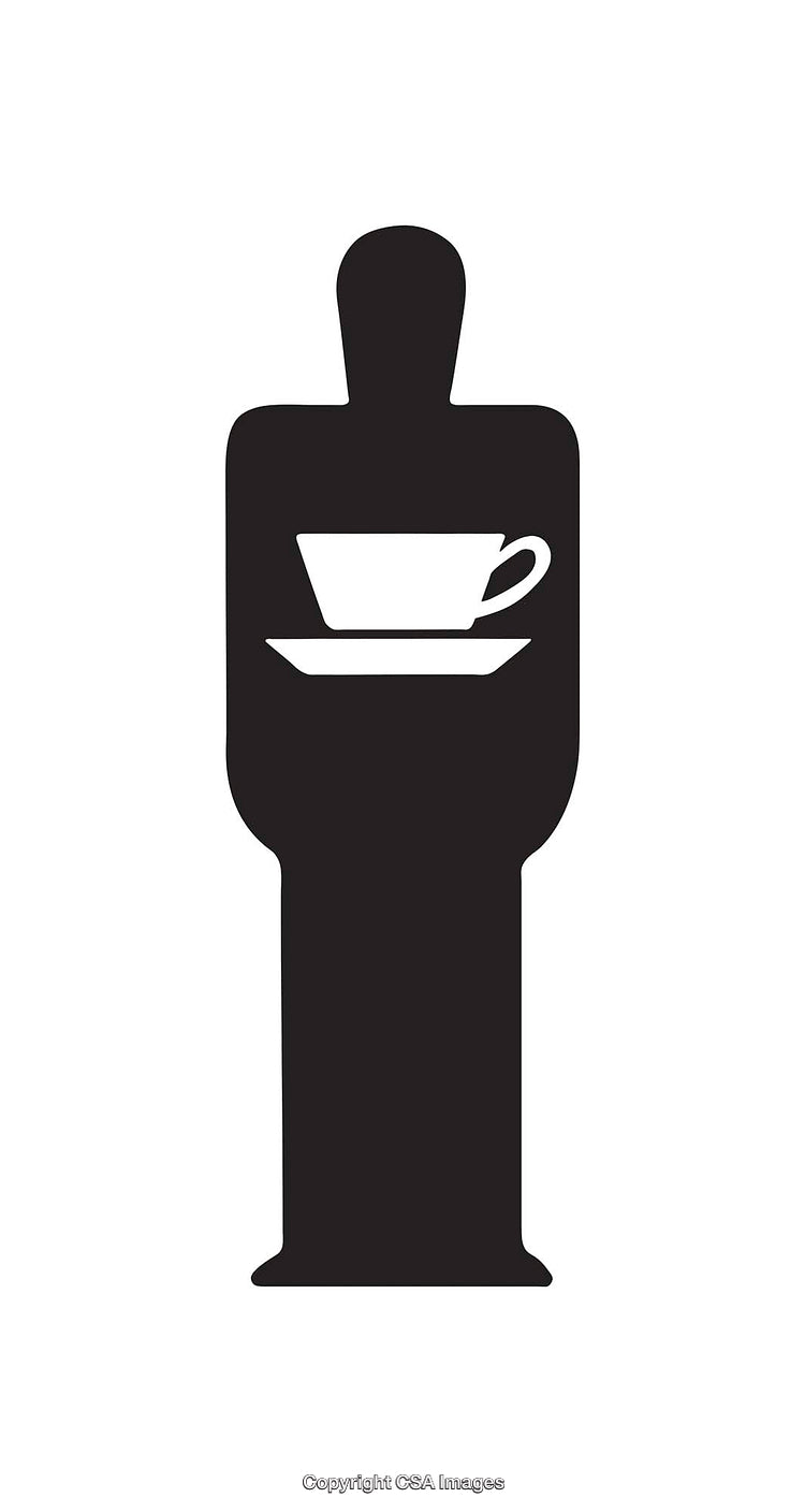 Silhouette Icon of Cup and Saucer in Abstract Human Form