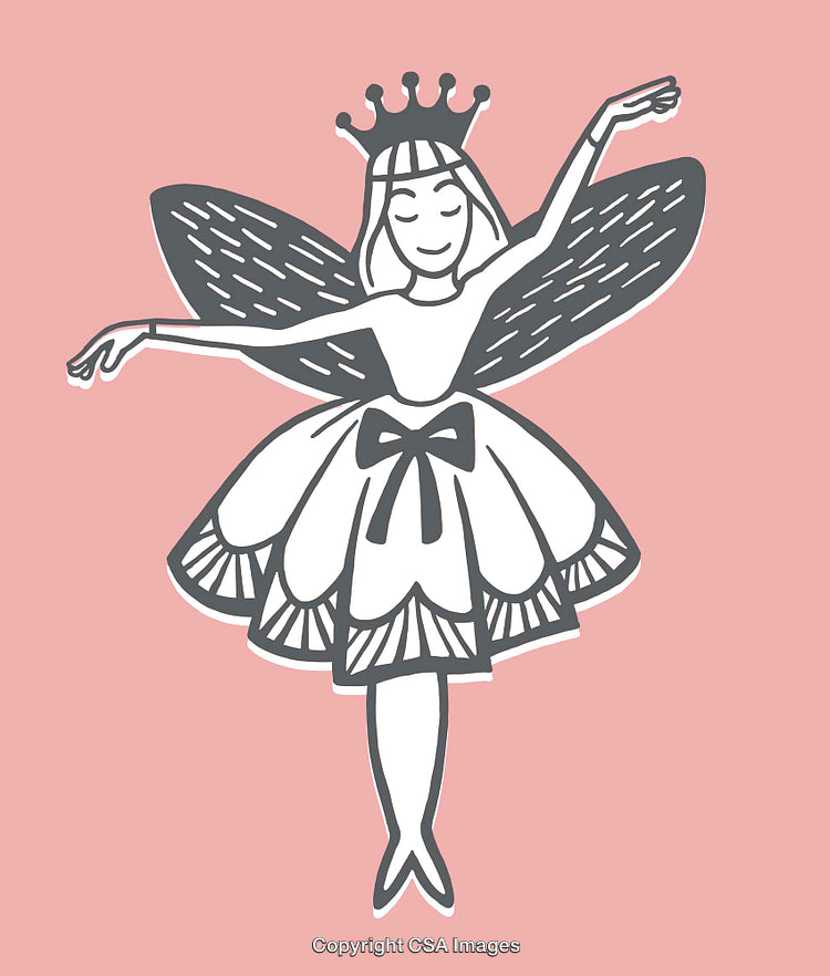 Elegant Fairy Queen with Crown and Wings in Pastel Illustration