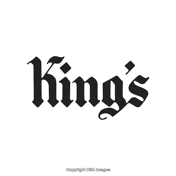 Classic Black Lettering Spelling 'King's' in Gothic Calligraphy Style
