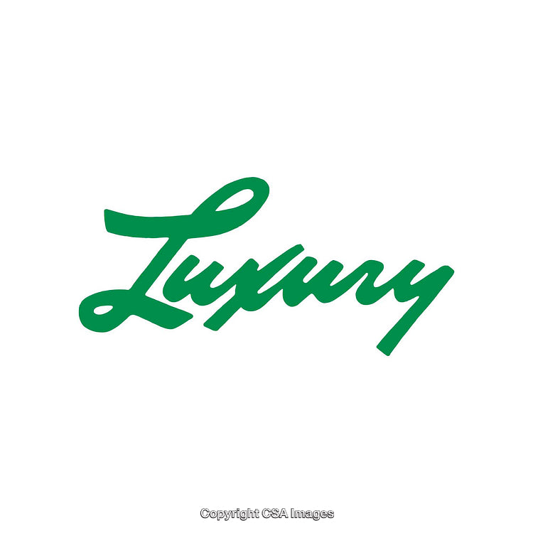 Green Calligraphy Text Reading Luxury on White Background