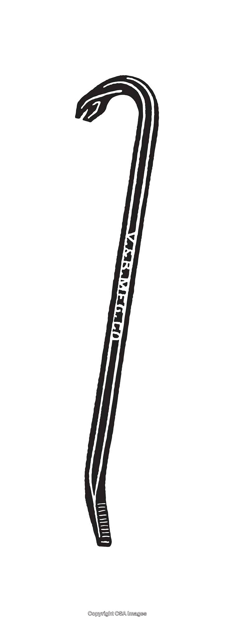 Black and White Line Art Illustration of a Crowbar Tool