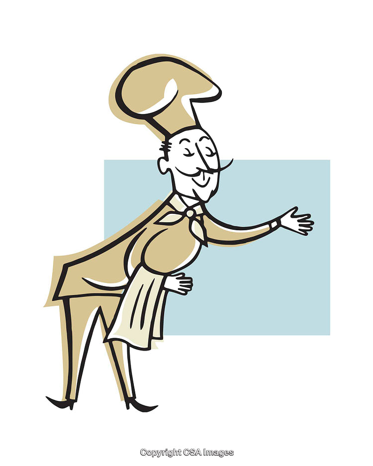 Cartoon Chef Offering a Welcoming Hand Gesture