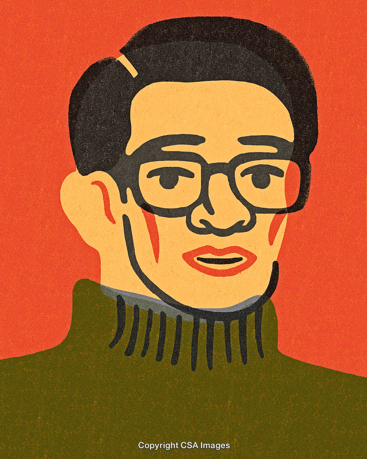 Modern Abstract Illustration of a Male Portrait with Bold Colors
