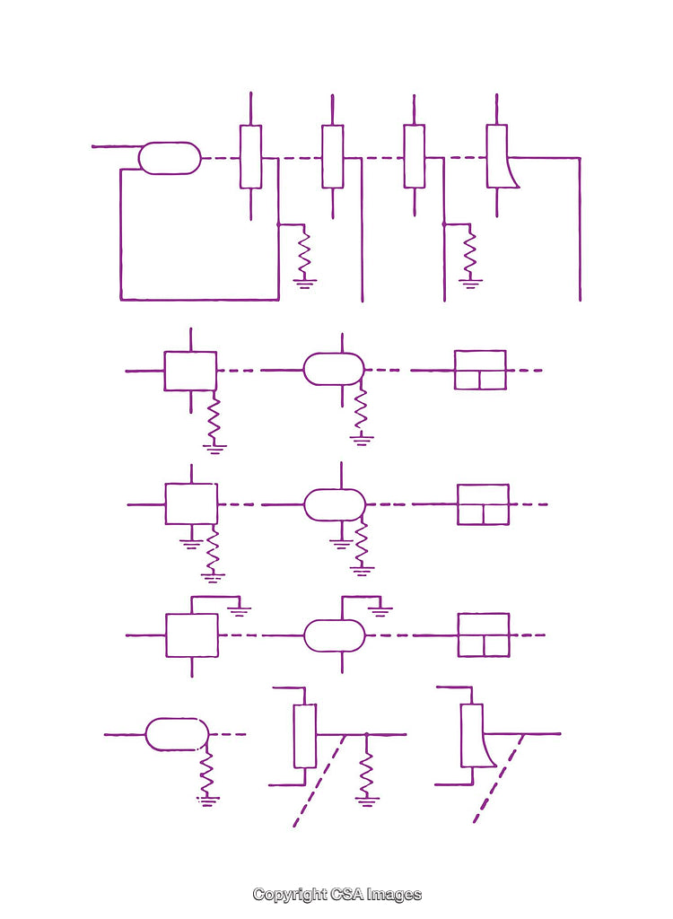 Purple Circuit Diagram Featuring Logical Components and Resistors