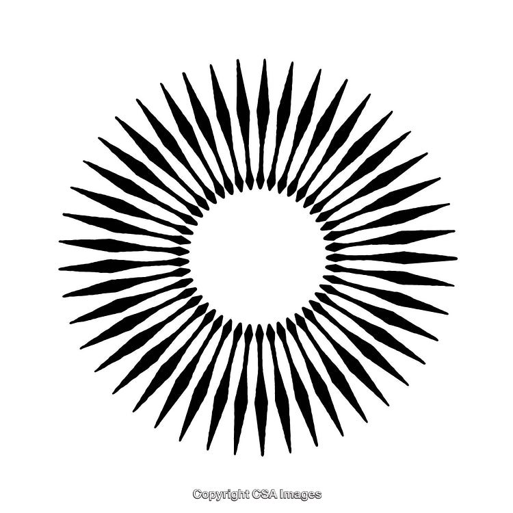 Geometric Black and White Circular Pattern With Radiating Sharp Shapes
