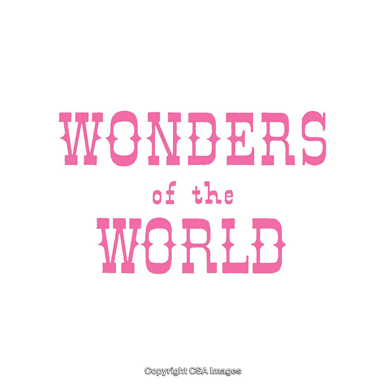 Typography Artwork Featuring 'Wonders of the World' in Pink Letters