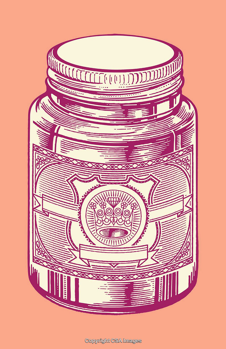 Elegant Line Art Drawing of a Vintage Crowned Jar Design