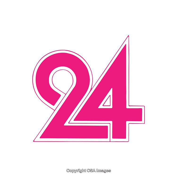 Bright Pink Number 24 Design on White Background