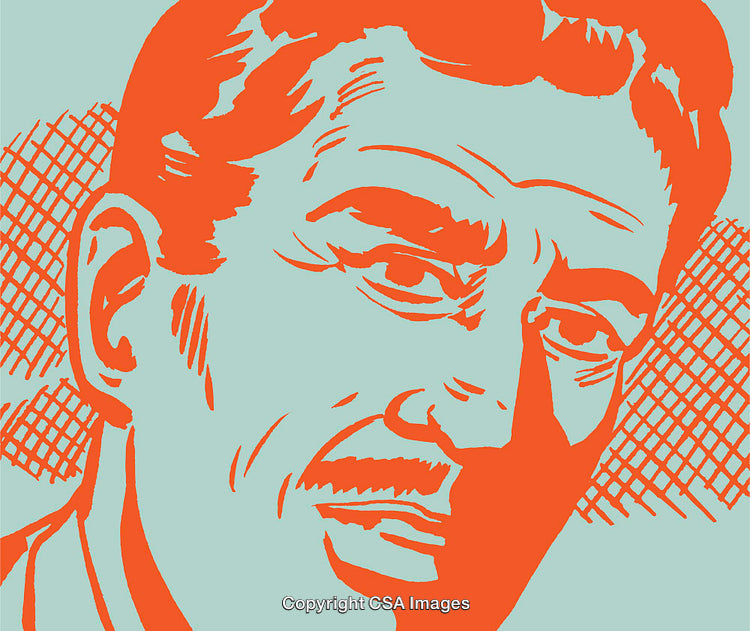 Modern Pop Art Portrait in Bright Orange and Soft Blue Tones