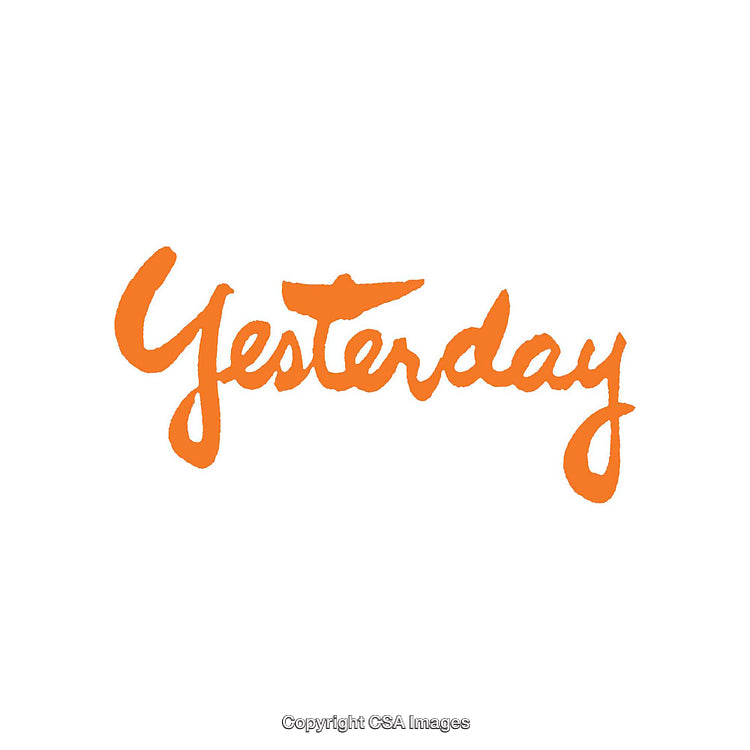 Orange Yesterday Hand-Lettered Design on a White Background