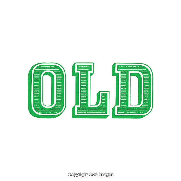 Creative Green Text Representation of the Word 'Old' on White Background