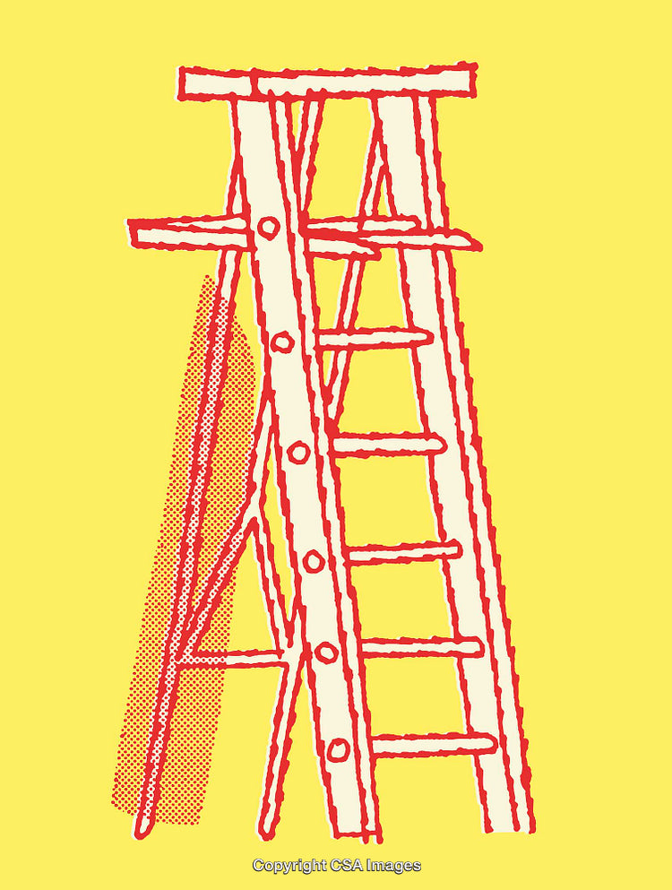 Red and Yellow Ladder Illustration in Bold Pop Art Style Design