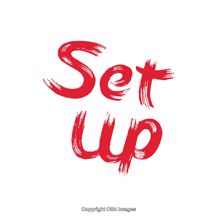 Red Brushstroke Typography Featuring 'Set Up' on White Background