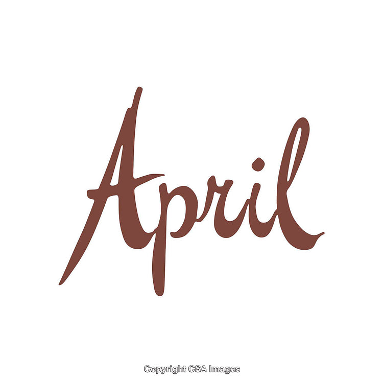 Elegant Script Text of 'April' in Stylish Brown Tones on White Background