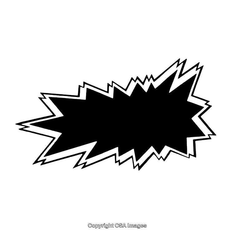 Black and White Jagged Comic Speech Bubble with Empty Center