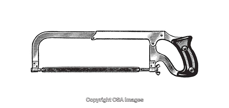 Black and White Illustration of a Vintage Hack Saw