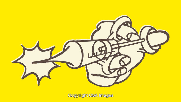 Conceptual Line Art of Hand Holding Syringe on Bold Yellow Background