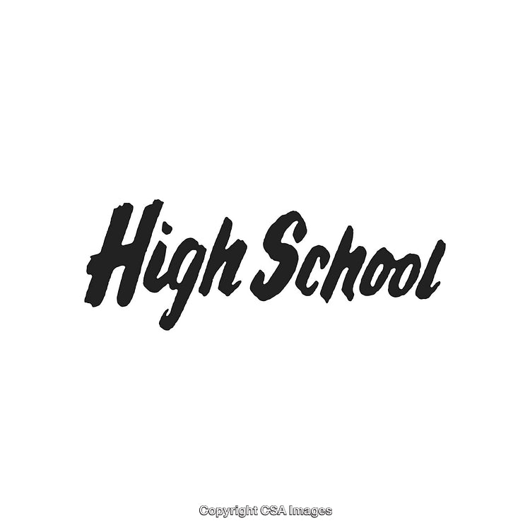 Bold Script Black High School Text on White Background