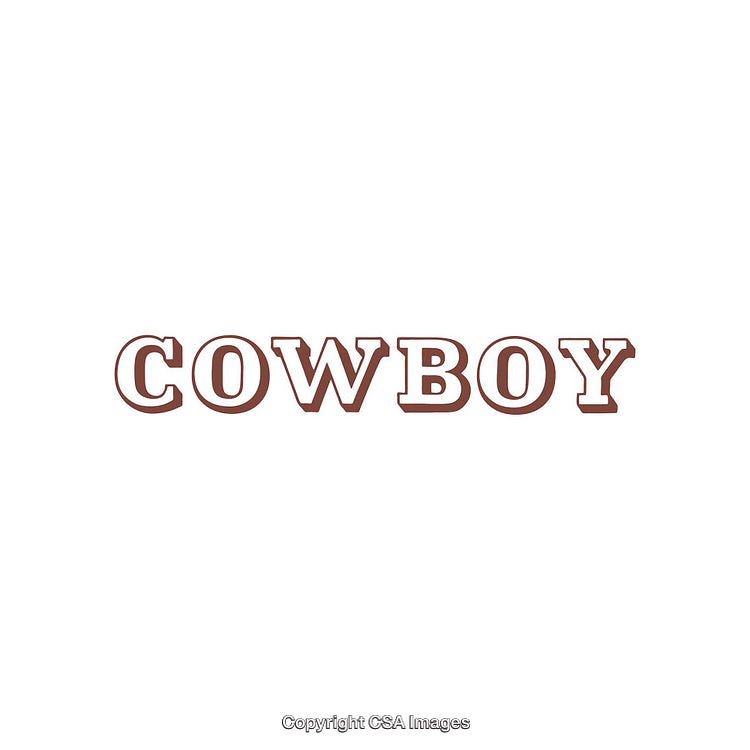 Brown Cowboy Text on White Background with Western-Themed Font Style