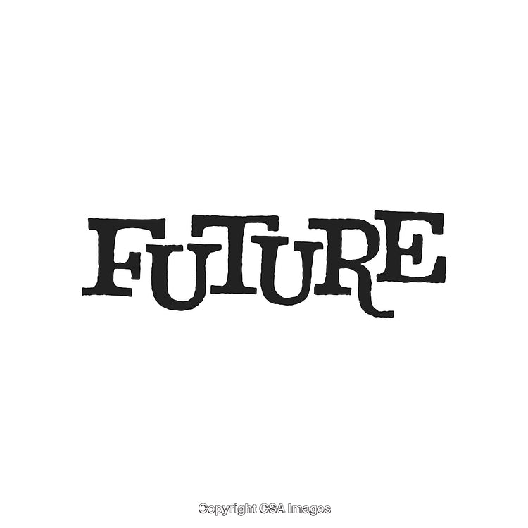 Vintage Style Black Typography Displaying The Word Future On White Background