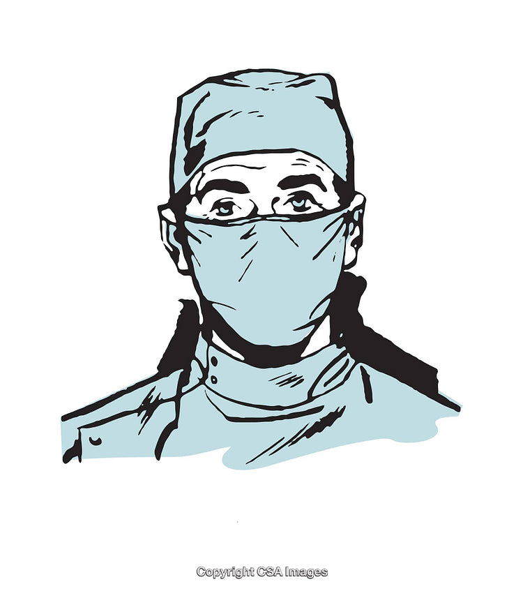 Detailed Illustration of a Medical Surgeon in Face Mask