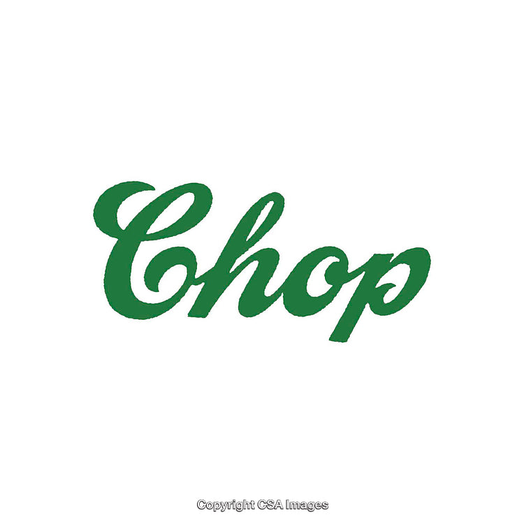 Green Chop Text on White Background in Elegant Cursive Font
