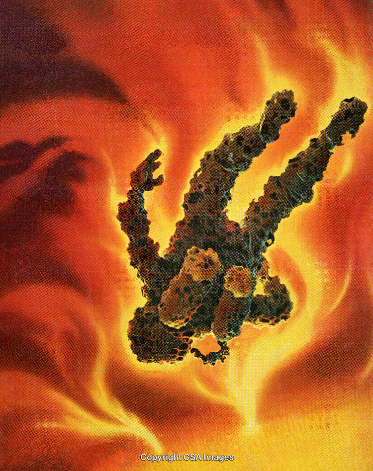 Abstract Artistic Depiction of a Fiery Scene with Symbolic Elements