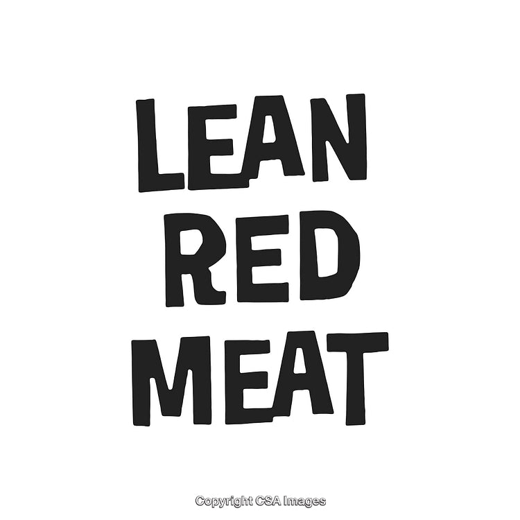 Illustration of Lean Red Meat Emphasized in Bold Black Text on White Background
