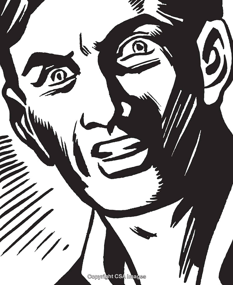 Illustration of an Anxious Expression with Intense Black and White Lines