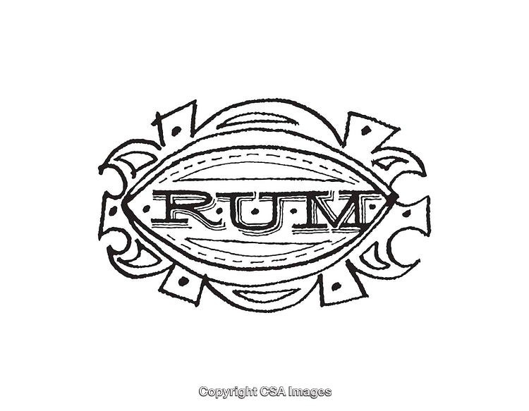 Intricate Vintage Rum Label Design Featuring Decorative Ornamental Border