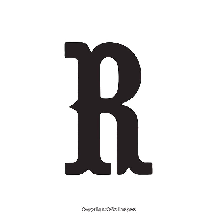 Bold Black Typography Design Featuring Capital Letter R on White Background