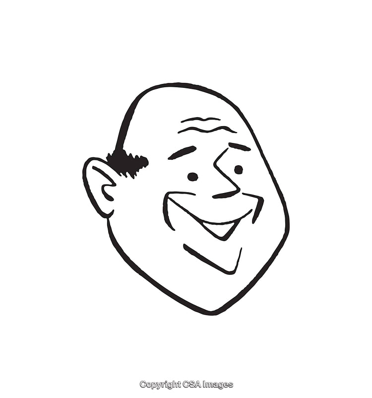 Smiling Man's Face Art in Black and White Line Drawing