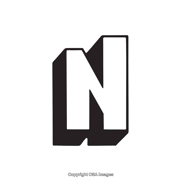 Black Stylized Letter N Design on White Background