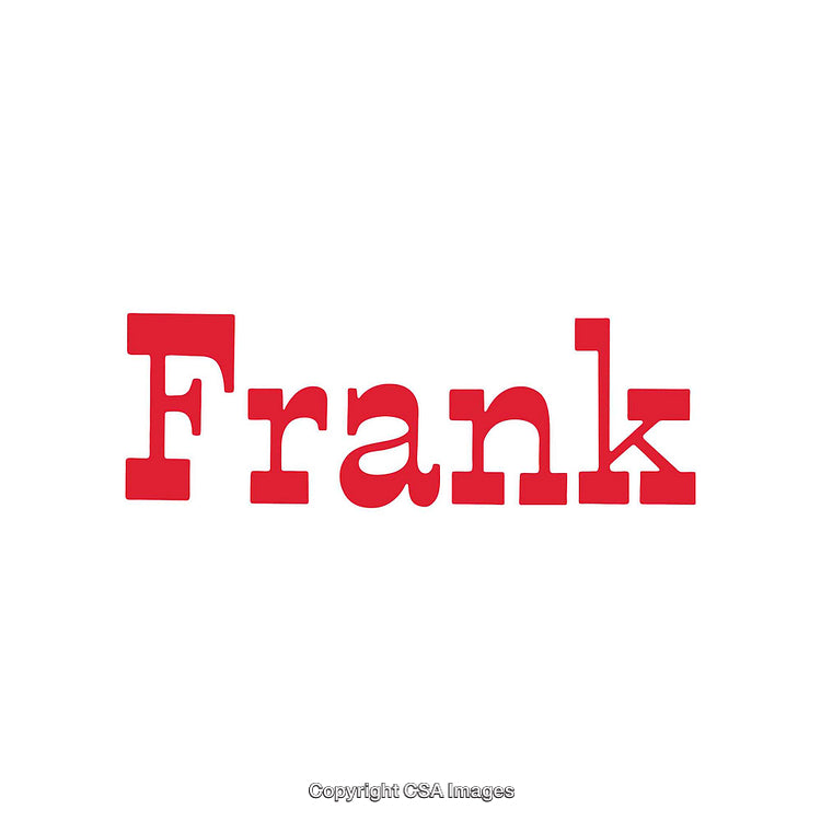 Minimalistic Red Text on White Background Featuring 'Frank'