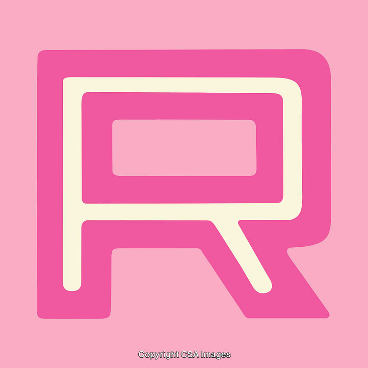 Bold Artistic Letter R in Vibrant Pink and Cream Colors