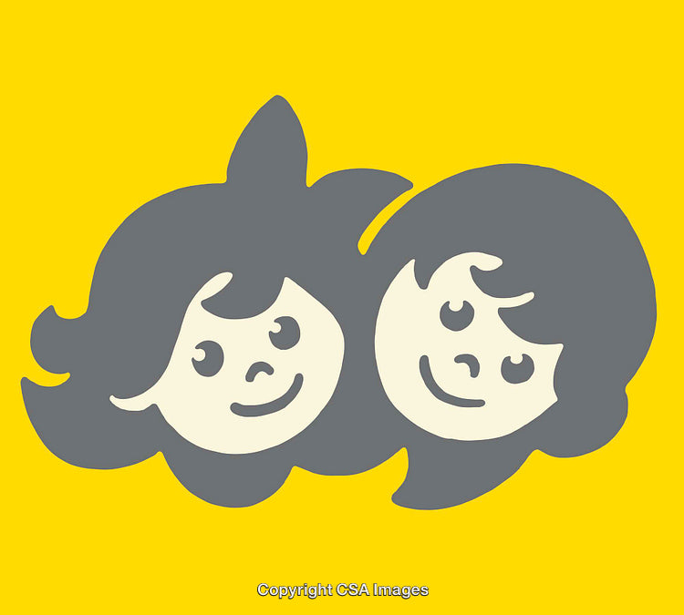 Playful Cartoon Illustration Showing Two Happy Faces Embracing Together