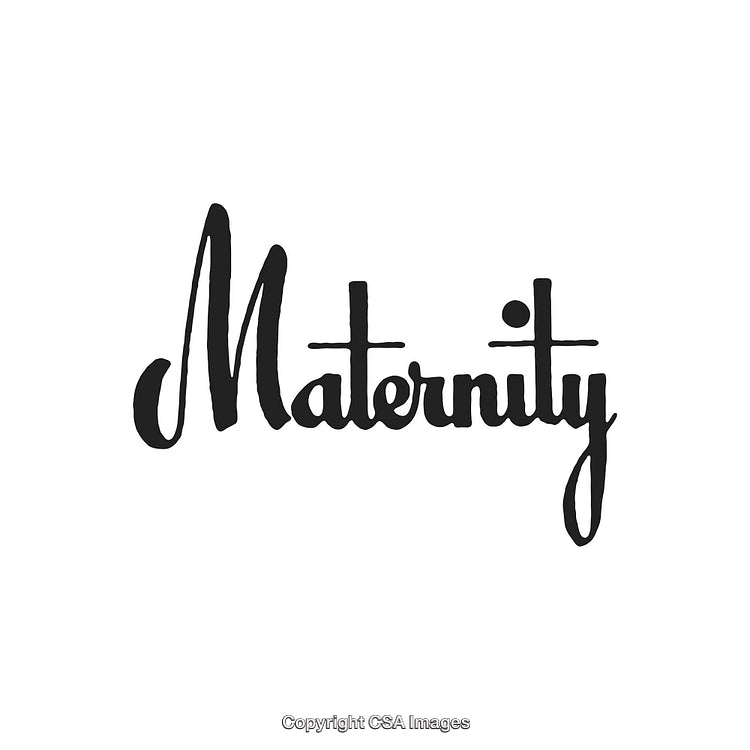 Elegant Handwritten 'Maternity' Text Design in Black on White Background