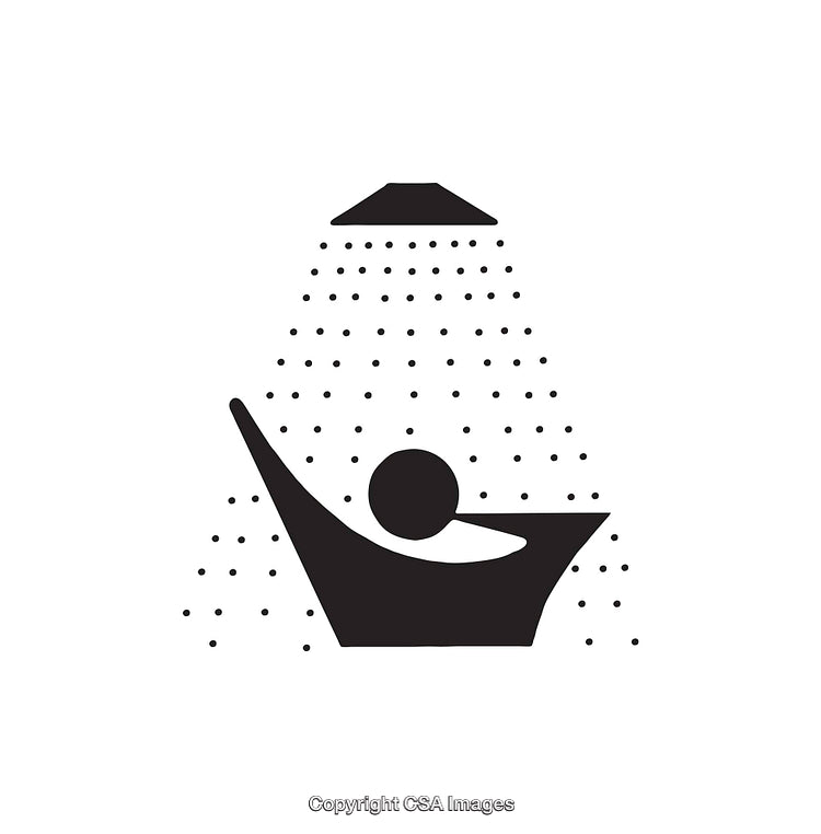 Black and White Icon of Person Relaxing in Shower