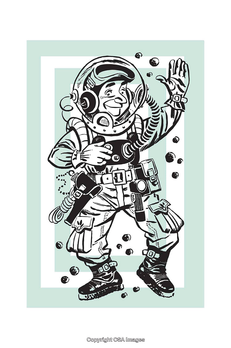 Vintage Style Astronaut Illustration of Space Explorer in Retro Design
