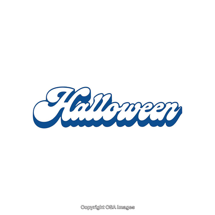 Simple Blue Halloween Typography Design on White Background
