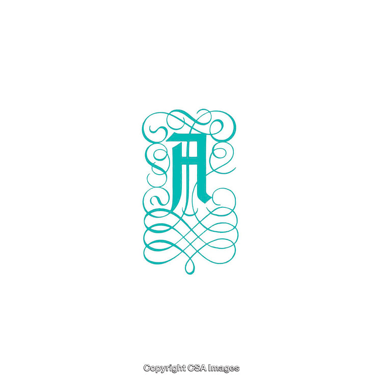Elegant Decorative Monogram with Ornamental Swirls in Minimalist Style