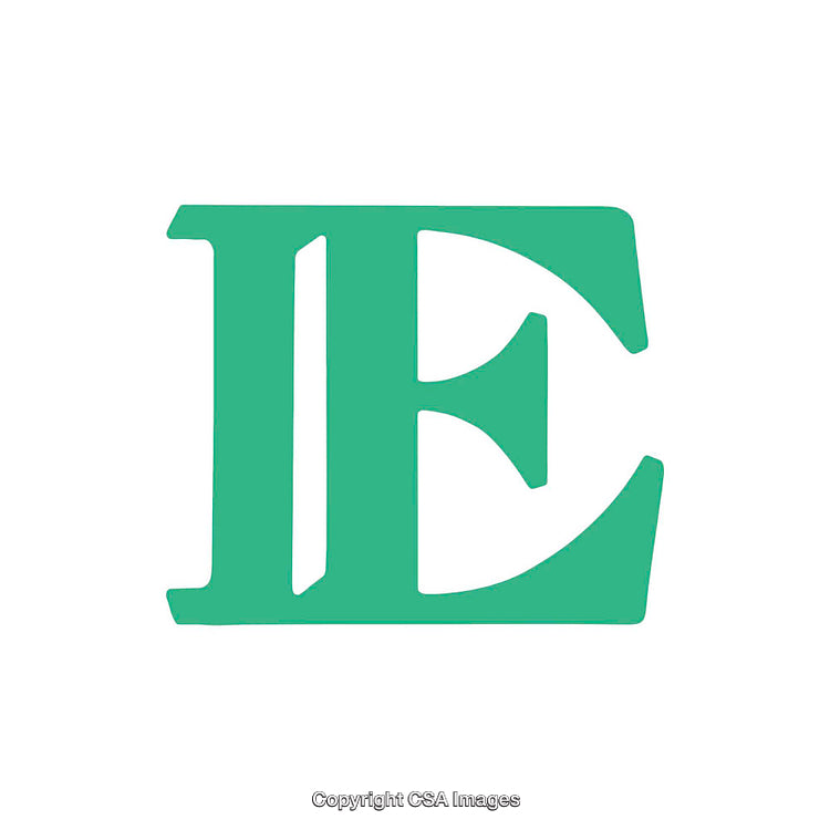 Green Letter E Icon on White Background Depicting Simple Typography