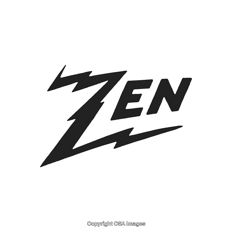 Bold Zen Logo Design with Decorative Lightning Elements on White Background