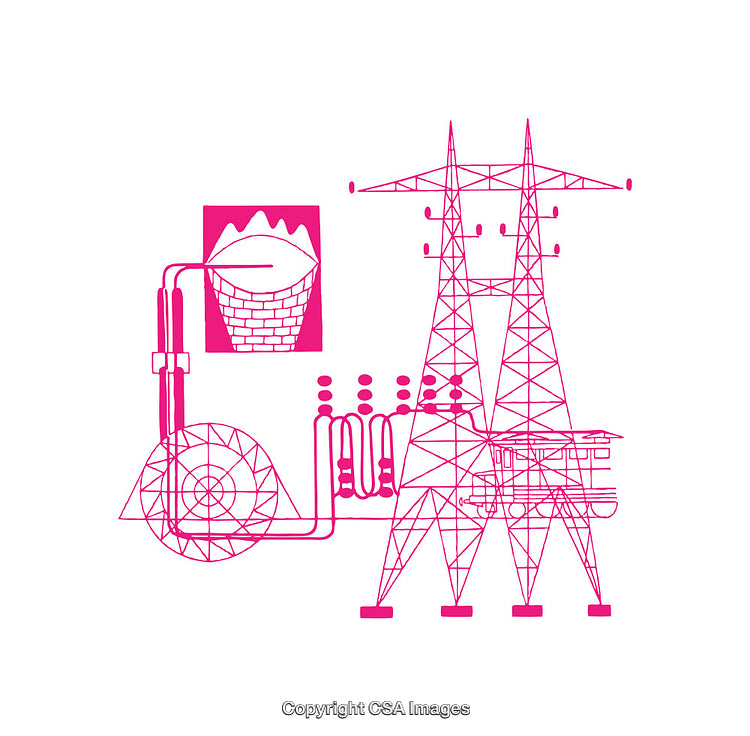 Abstract Energy System Diagram With Power Lines and Equipment