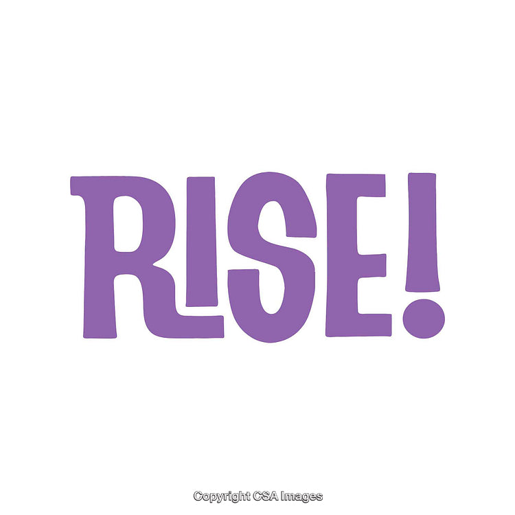 Motivational Purple Text Poster Featuring the Word Rise in Bold Typography