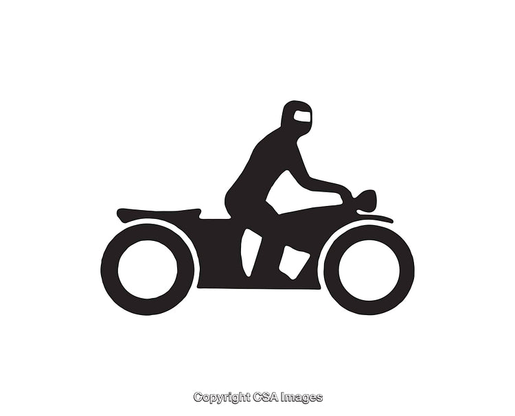 Silhouette of a Motorcyclist Riding a Classic Motorcycle