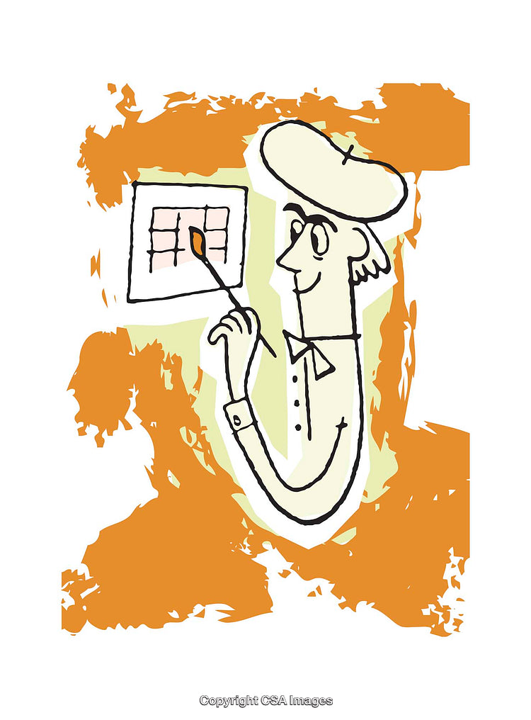 Illustration of a Painter Artist Against a Vibrant Abstract Background